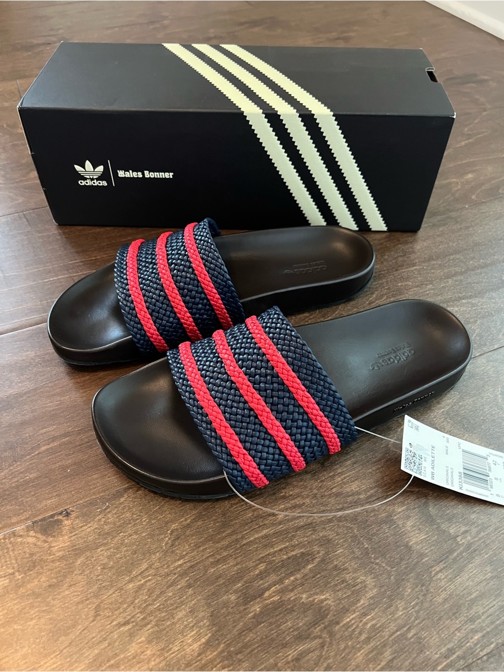 adidas  x Wales Bonner Navy & Red Woven Strap Slide Sandals